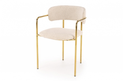 Krzesło tapicerowane K537 - boucle kremowy Raven 22 / złote nogi