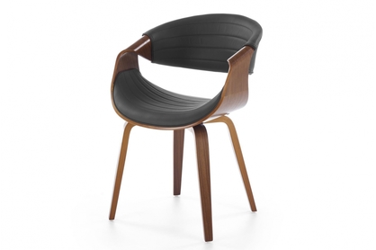 Krzesło drewniane K544 - ekoskóra czarna / orzech
