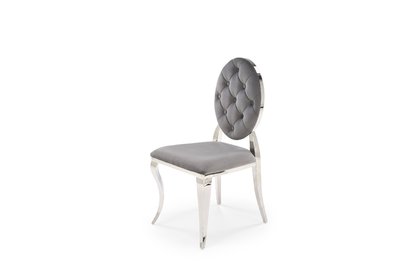 Krzesło tapicerowane K555 - welvet popielaty Bluvel 14 / srebrne nogi