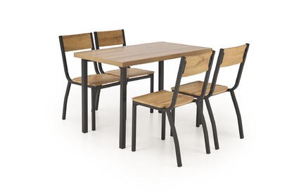 Zestaw Milton stół + 4 krzesła - naturalny / czarny