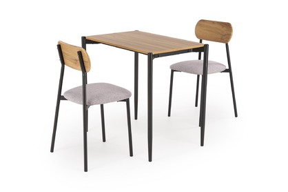 Zestaw Nando stół + 2 krzesła - naturalny / czarny