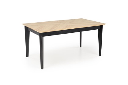 Stół rozkładany Edmondo 160-240x90 cm - dąb naturalny / czarne nogi