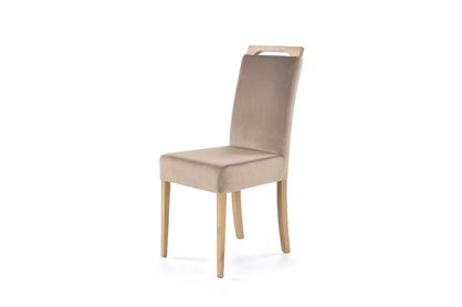 Krzesło tapicerowane Clarion - dąb miodowy / jasny brązowy welur Monolith 09