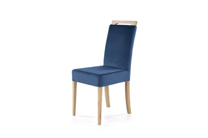 Krzesło tapicerowane Clarion - dąb miodowy / granatowy welur Monolith 77