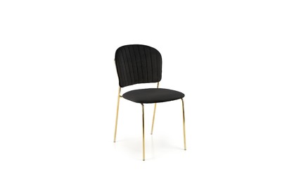 Krzesło tapicerowane K499 - czarny / złote nogi