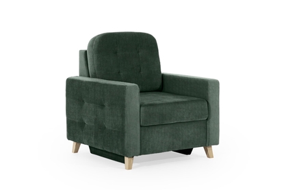 Fotel wypoczynkowy Vanisa - zielony welwet Vogue 12 / dąb sonoma 