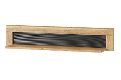 Półka wisząca długa Kama 35 - 144 cm - dąb carmargue / czarny mat
