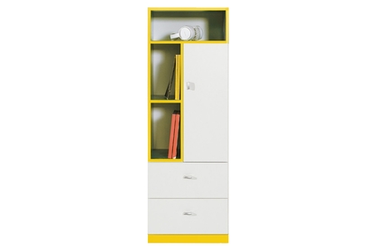 Regał Mobi MO7 z szufladami 45 cm - biały / żółty