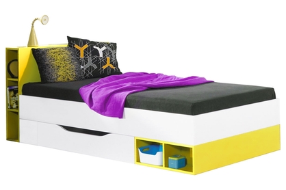 Łóżko młodzieżowe Mobi MO18 90x200 - biały / żółty