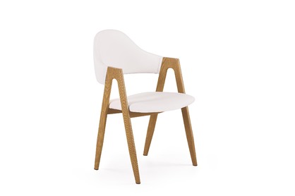 Krzesło tapicerowane K247 - biały / dąb miodowy
