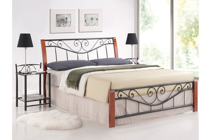 Klasyczne łóżko Parma 160x200 - czereśnia antyczna / czarny