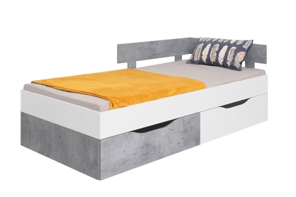 Łóżko młodzieżowe Sigma SI15 L/P z szufladami 90x200 - biały lux / beton