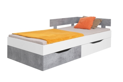 Łóżko młodzieżowe Sigma SI16 L/P z szufladami 120x200 - biały lux / beton