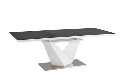 Stół rozkładany Alaras II 120-180x80 - czarny / efekt kamienia / biały