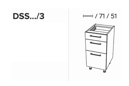 KAMMONO DSS45/3 - szafka dolna z szufladami Starmotion - P2 i K2 BLACK