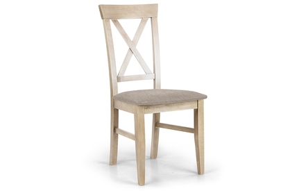 Krzesło drewniane z tapicerowanym siedziskiem i oparciem krzyżyk Retro