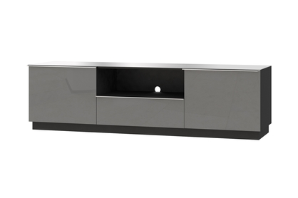 Modułowa szafka RTV Helio 40 z szufladą i wnęką 180 cm - czarny / szare szkło