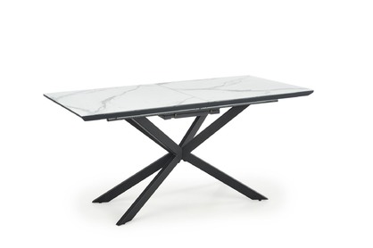 Stół do jadalni Diesel rozkładany 160-200x90 cm - biały marmur / popiel / czarny