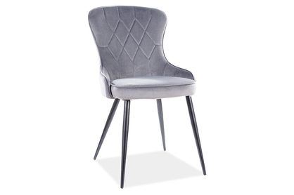 Krzesło tapicerowane Lotus Velvet - szary / Bluvel 14 / czarne nogi