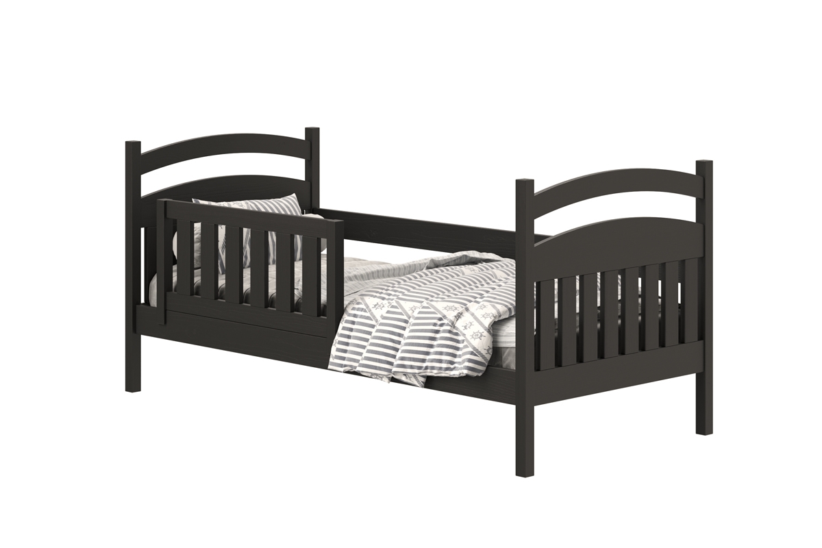 Łóżko dziecięce drewniane Amely - czarny, 90x200 łóżko dzicięce w czarnym kolorze 