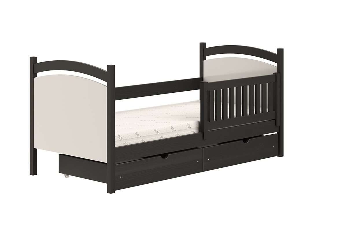Łóżko dziecięce z tablicą suchościeralną Amely - czarny, 80x180 czarne łóżeczko z barierką 