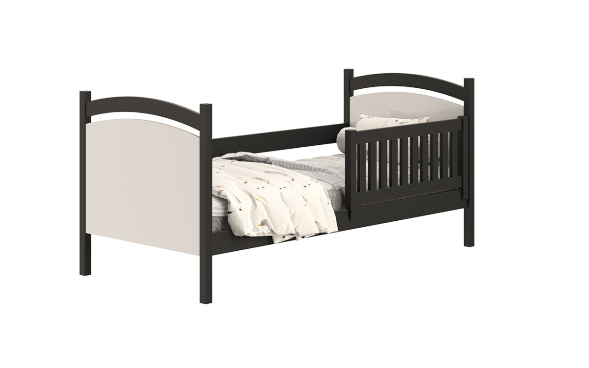 Łóżko dziecięce z tablicą suchościeralną Amely - czarny, 80x180 łóżko ze zdejmowaną barierką 