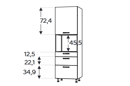 Słupek kuchenny Kammono F11 SDPK60SS3/71 z szufladami do zabudowy piekarnika kompaktowego Słupek kuchenny Kammono F11 SDPK60SS3 z szufladami do zabudowy piekarnika kompaktowego