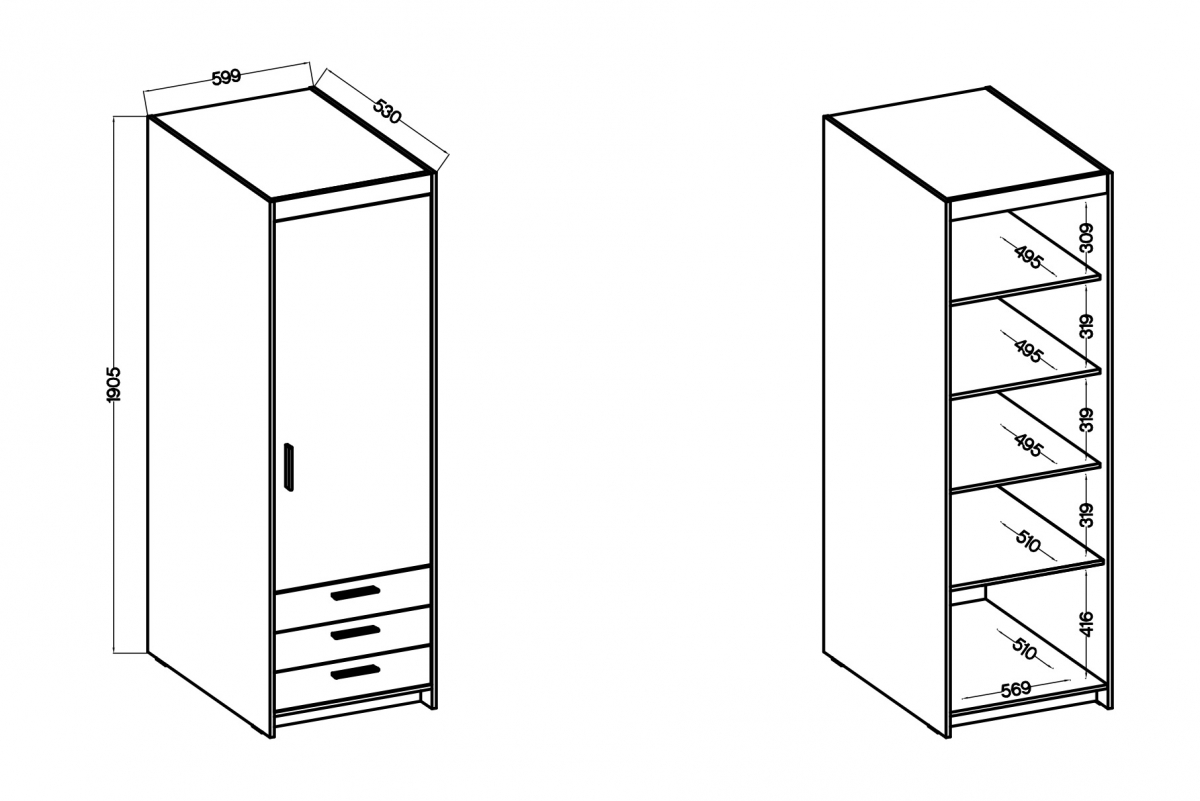 Szafa Lena 1D3S z szufladami 60 cm - dąb sonoma Szafa Lena 1D3S z szufladami 60 cm - dąb sonoma