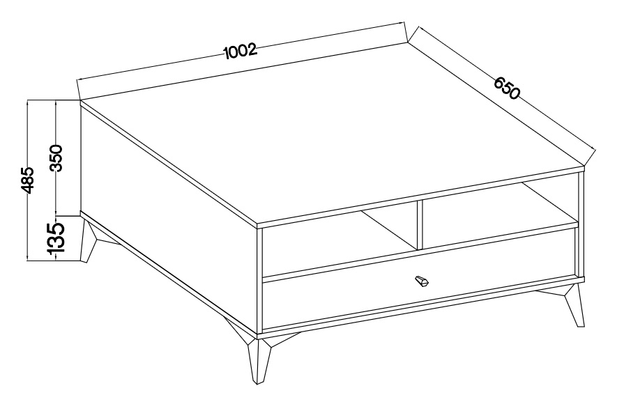 Stolik kawowy Lotina I 1S z szufladą 100x65 cm - czarny grafit / złote nogi Stolik kawowy Lotina I 1S z szufladą 100x65 cm - czarny grafit / złote nogi