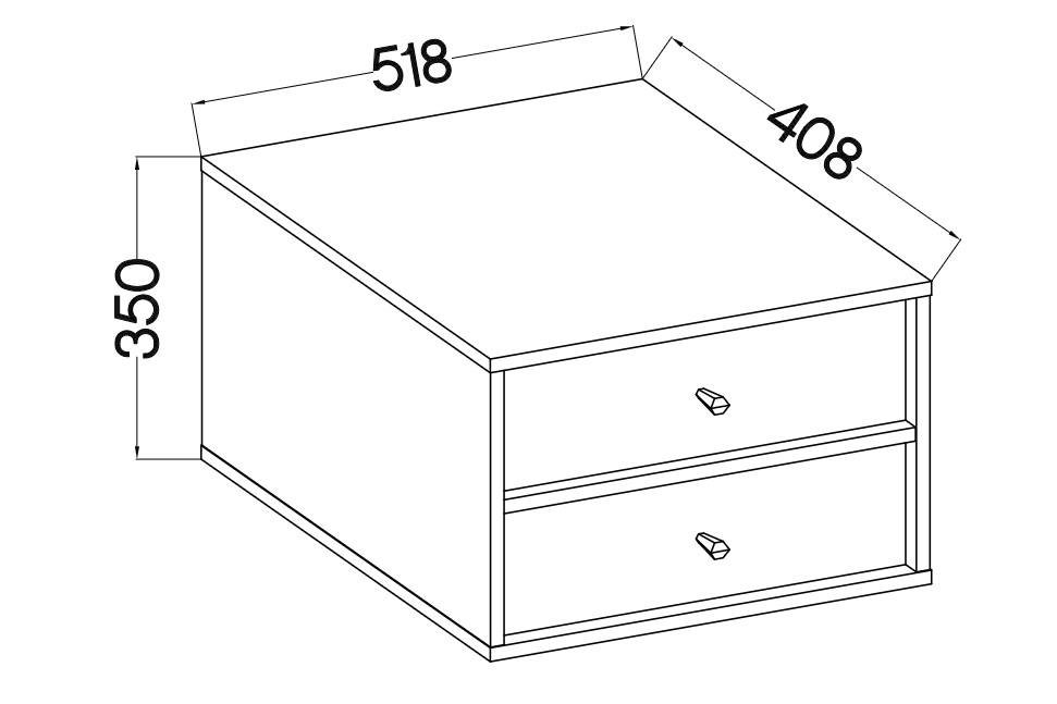 Szafka nocna wisząca Lotina IV 2S z szufladami 52 cm - czarny grafit Szafka nocna wisząca Lotina IV 2S z szufladami 52 cm - czarny grafit