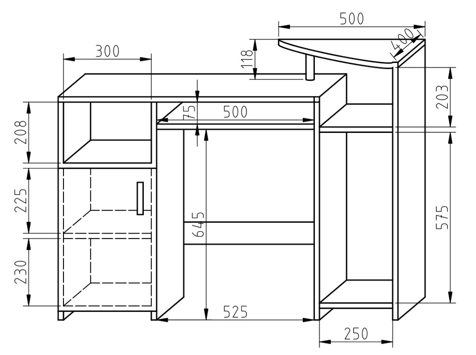 Biurko młodzieżowe BK57 z wnęką na komputer 116 cm - czarny Biurko młodzieżowe BK57 z wnęką na komputer 116 cm - czarny