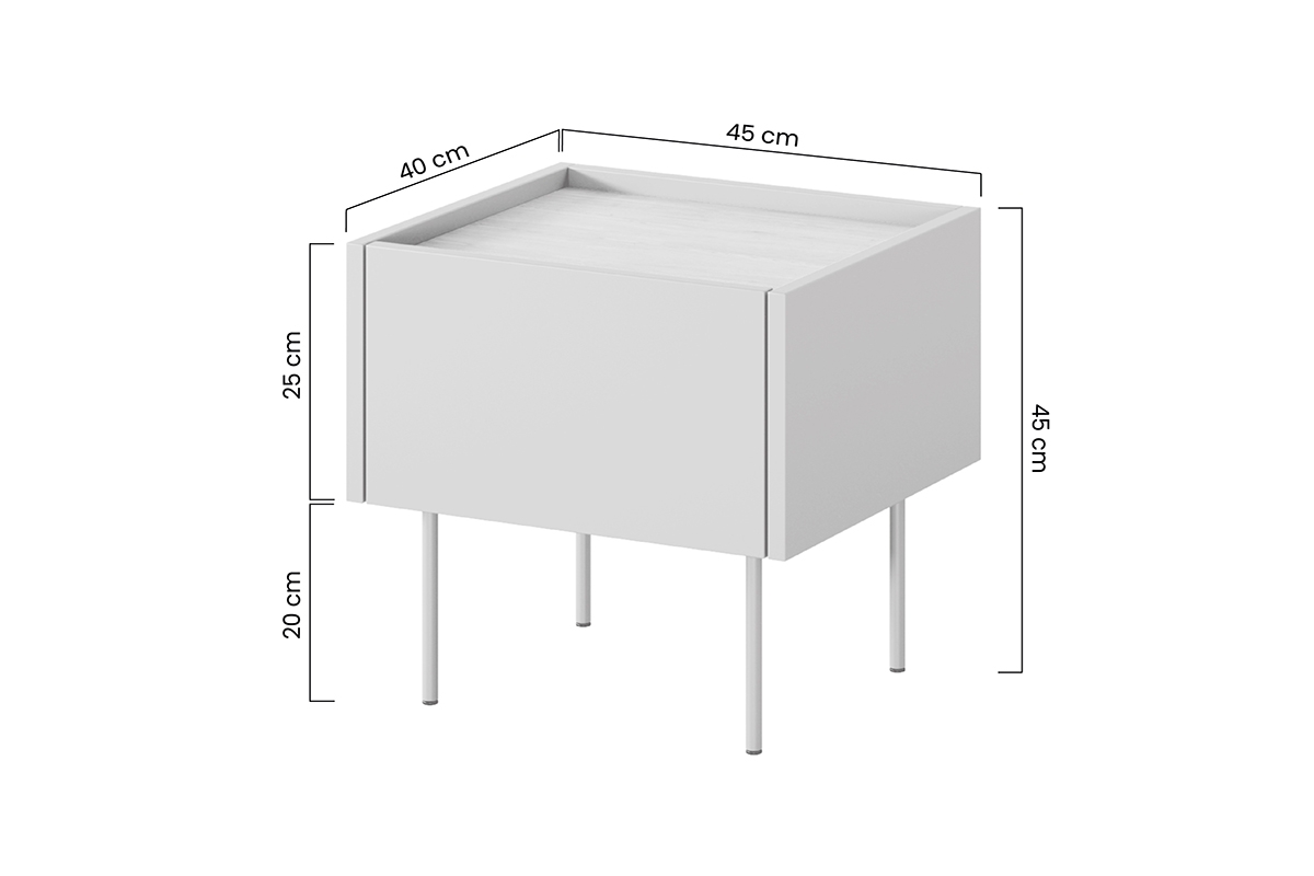 Szafka nocna Desin z szufladą i metalowymi nogami 45 cm - oliwka / dąb nagano - Wyprzedaż ekspozycji Szafka nocna Desin z szufladą i metalowymi nogami 45 cm - oliwka / dąb nagano - Wyprzedaż ekspozycji