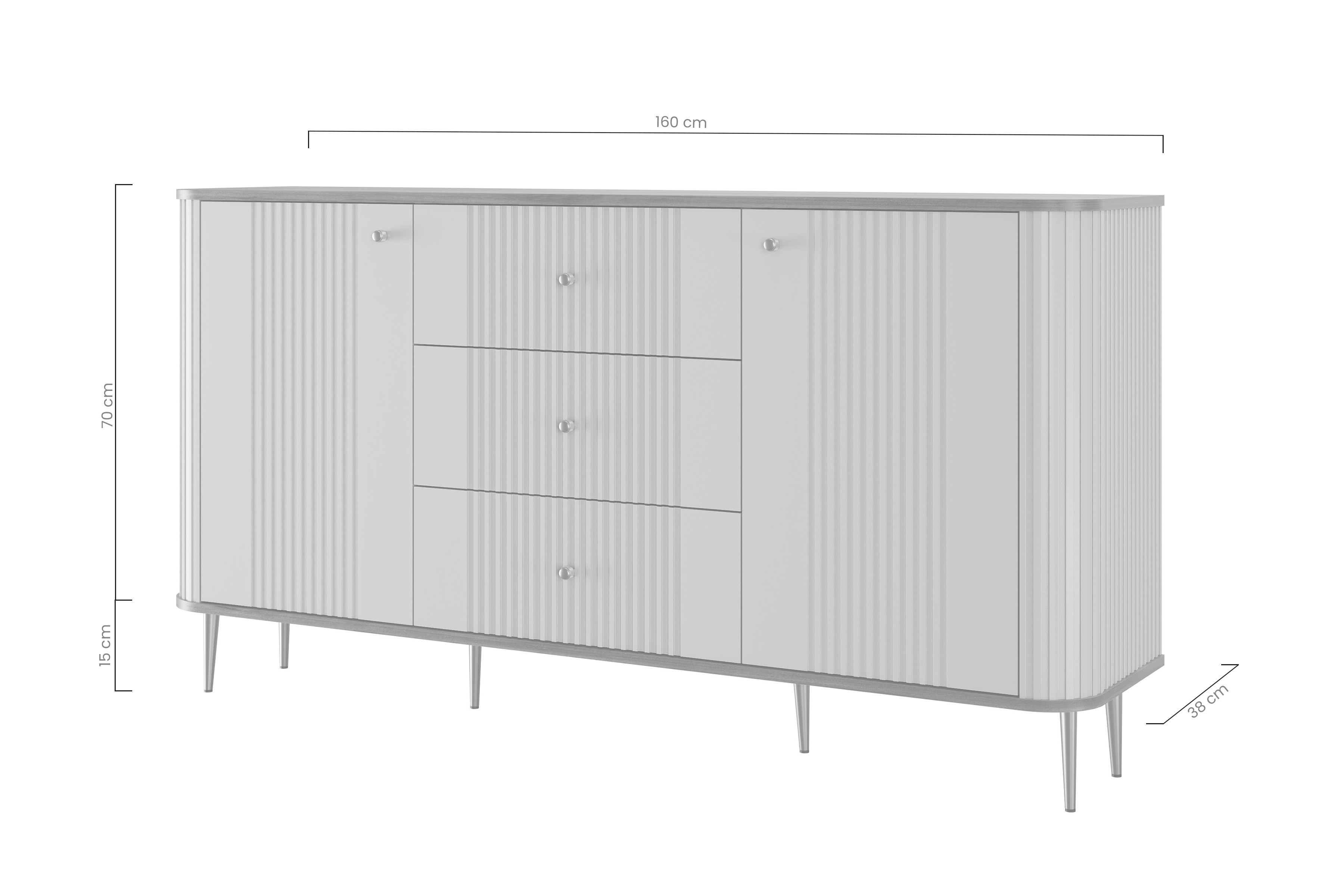 Komoda z szufladami Vesper 160 cm - kaszmir / orzech / złote nogi Komoda z szufladami Verspera 160 cm - kaszmir / orzech / złote nogi