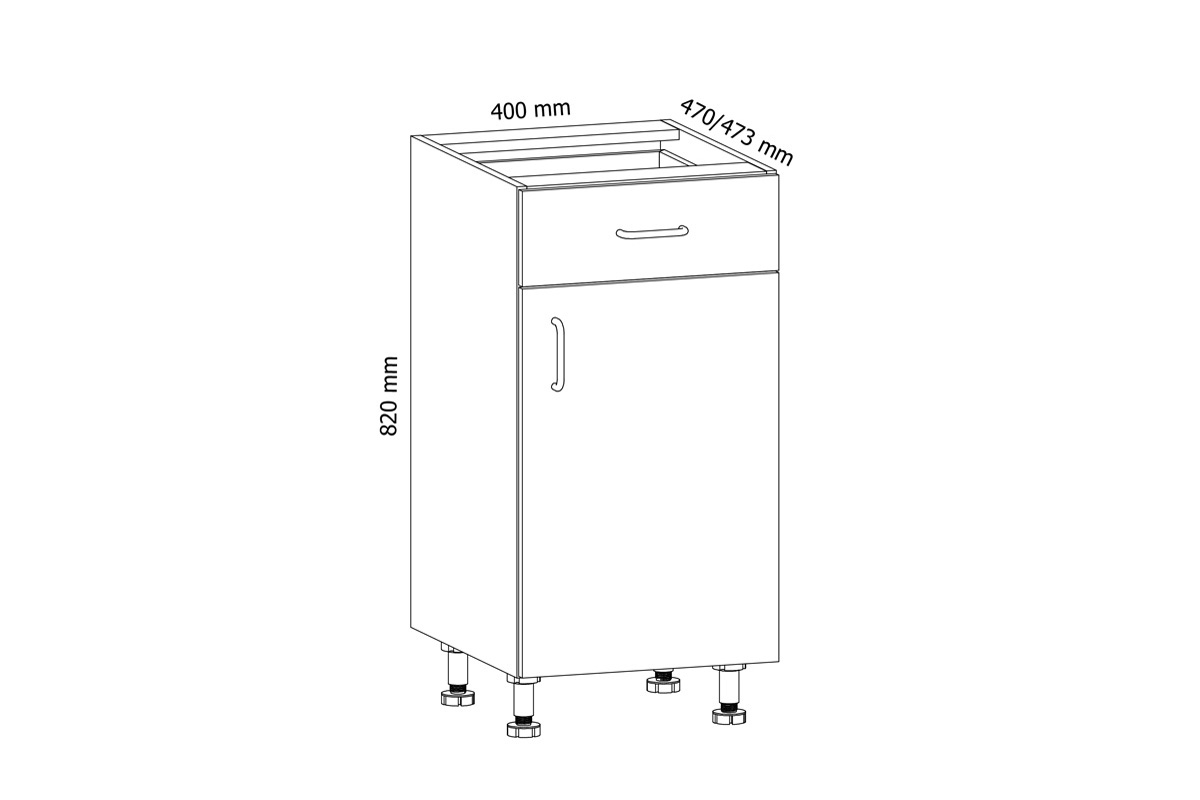 Szafka kuchenna z jedną szufladą Aspen D40S1 - biały połysk Szafka kuchenna z jedną szufladą Aspen D40S1 - biały połysk