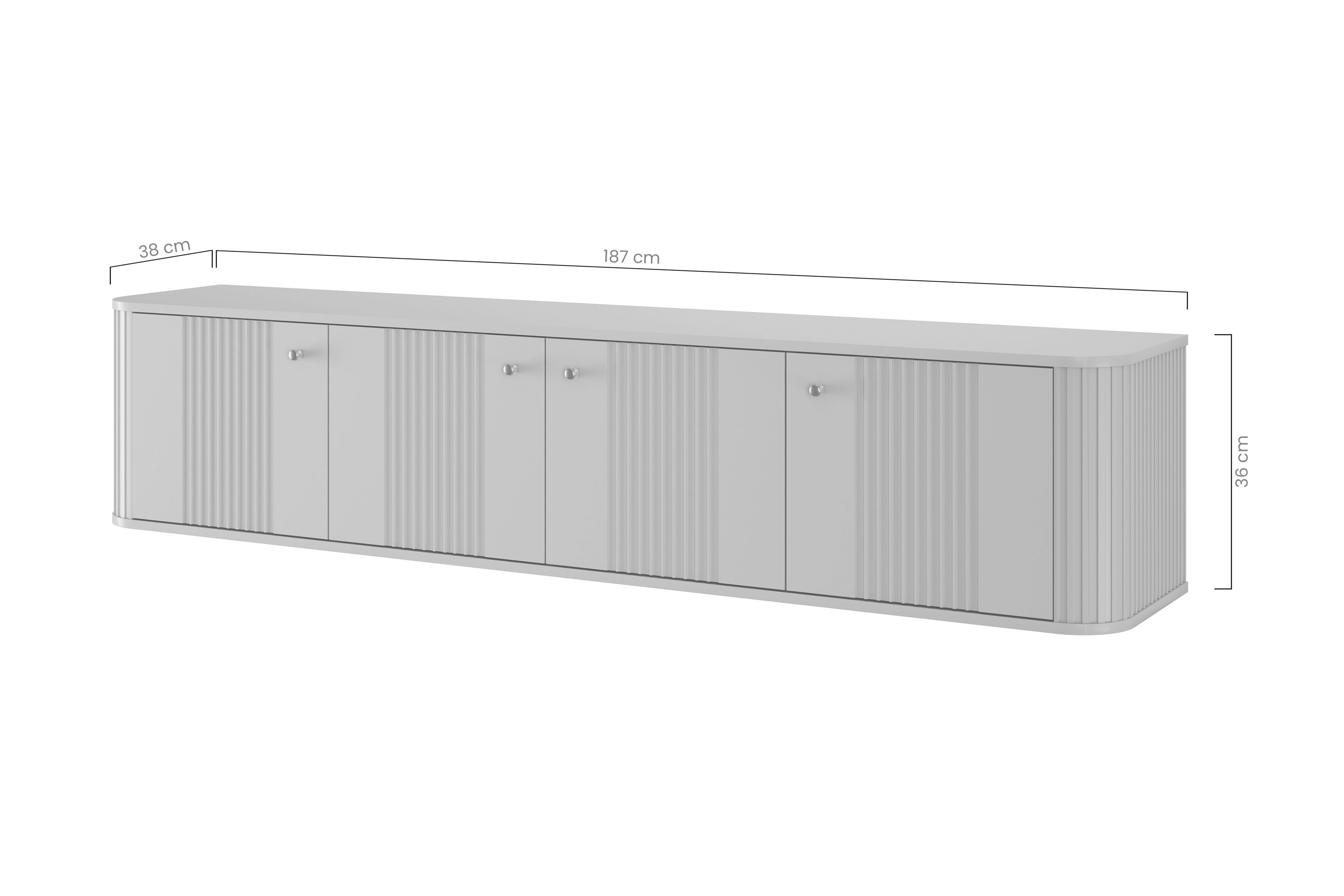 Szafka RTV wisząca Vesper 4D 187 cm - kaszmir / czarne uchwyty Szafka RTV wisząca Vespera 4D 187 cm - kaszmir / czarne uchwyty