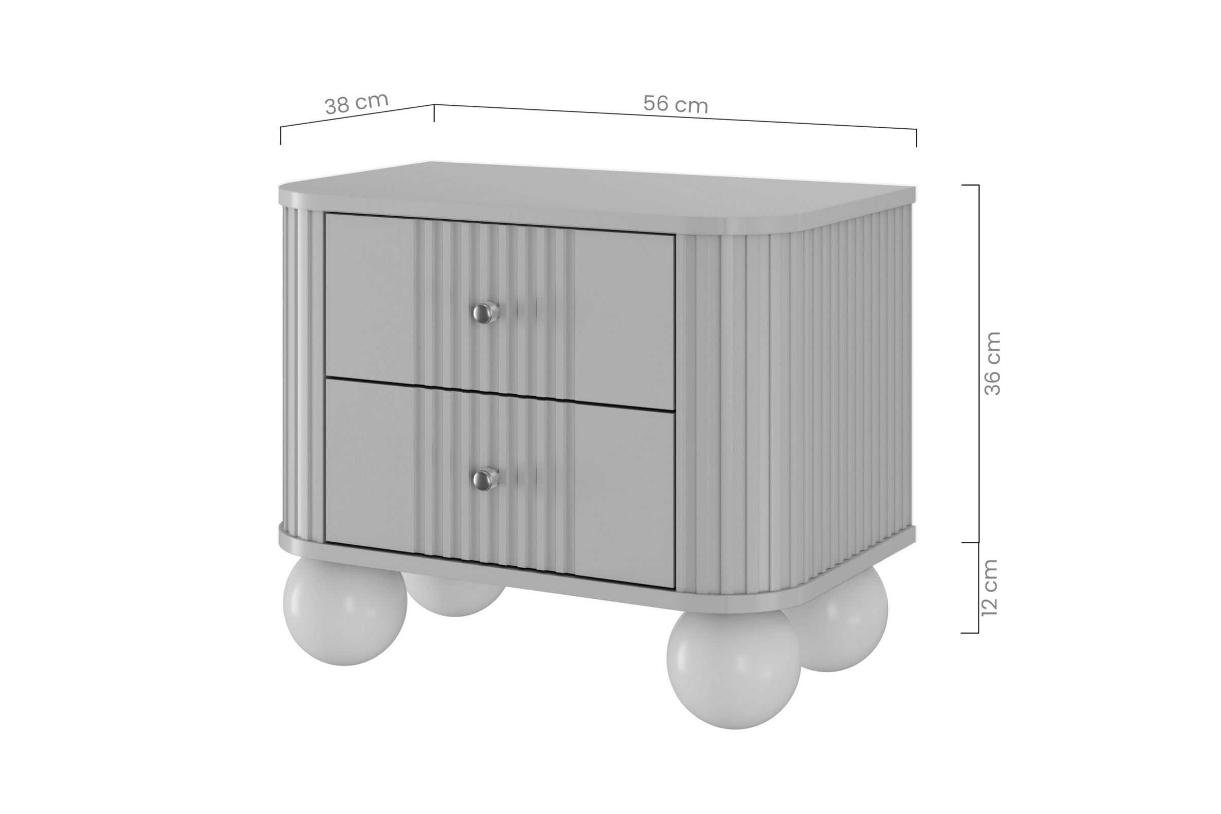 Zestaw szafek nocnych Vesper 56 cm - kaszmir / czarne uchwyty / nogi kule Zestaw szafek nocnych Vespera 56 cm - kaszmir / czarne uchwyty / kaszmirowe nogi kule