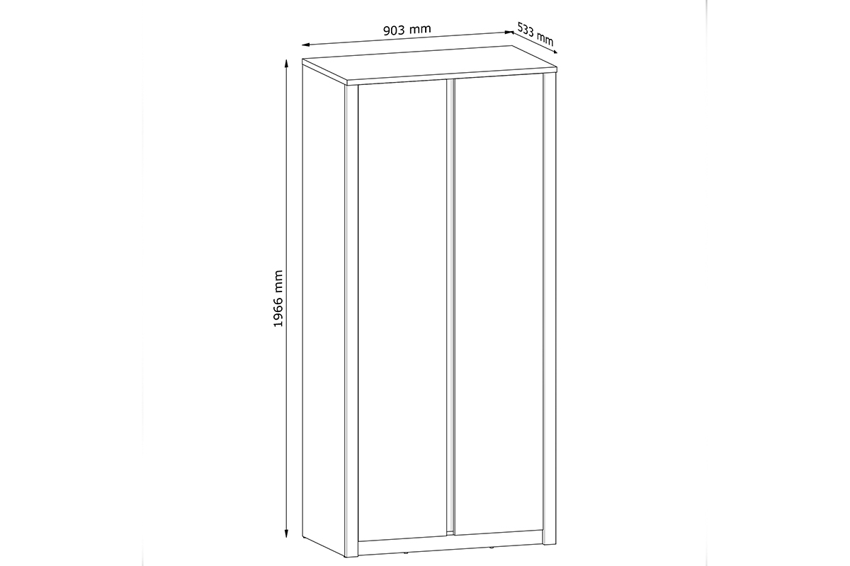 Szafa dwudrzwiowa Montana z drążkiem 90 cm S2D - Końcówka Serii Szafa dwudrzwiowa Montana z drążkiem 90 cm