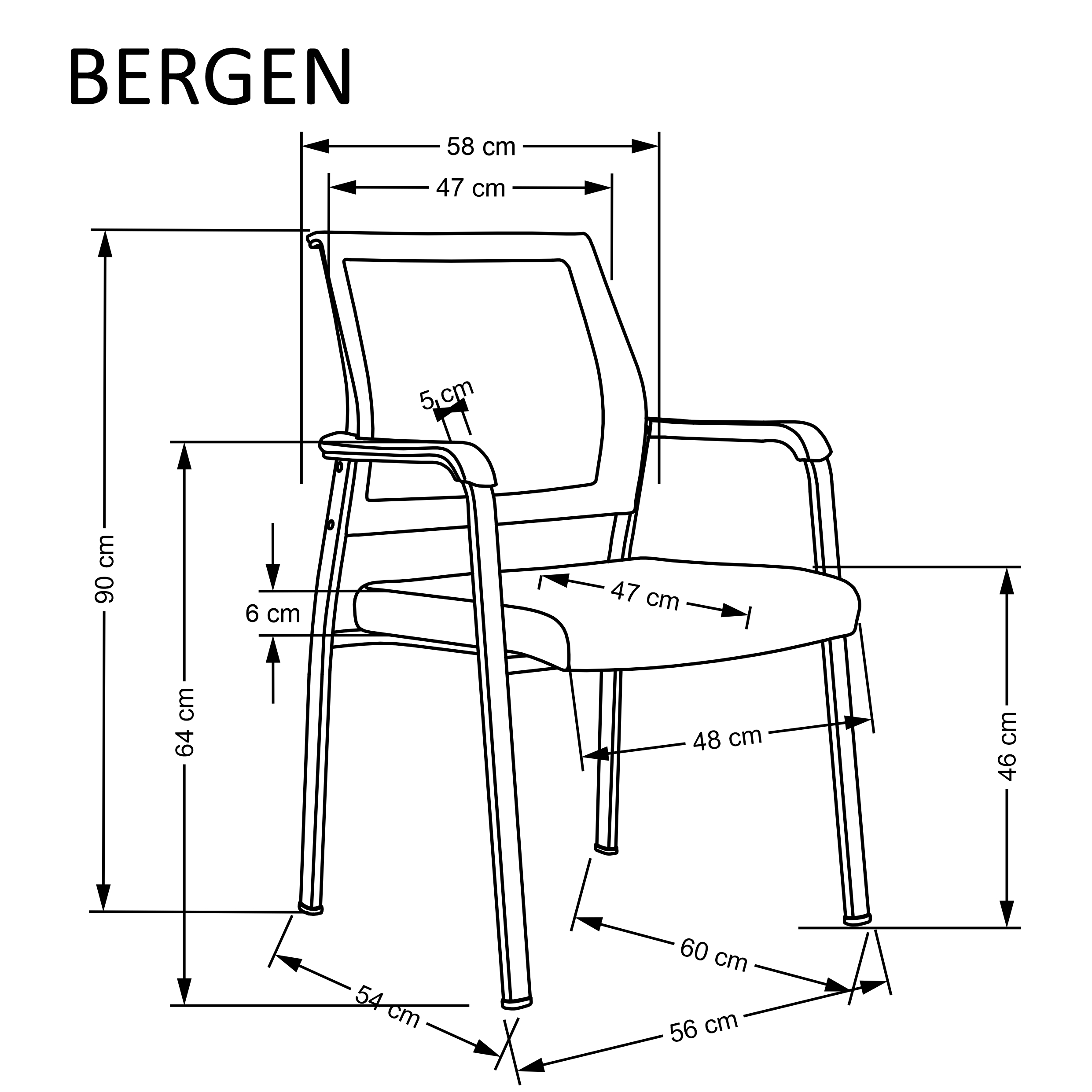 Krzesło konferencyjne Bergen - czarne Krzesło konferencyjne Bergen - czarne