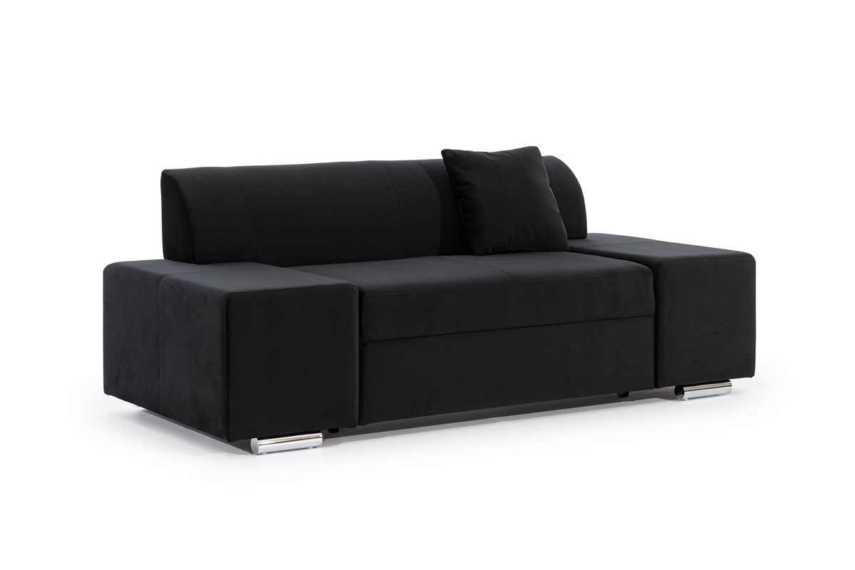 Nowoczesna kanapa dwuosobowa 190 cm Candel czarny welur - Amelie Velvet PH 10 33 97 mała, czarna kanapa z szerokimi bokami 