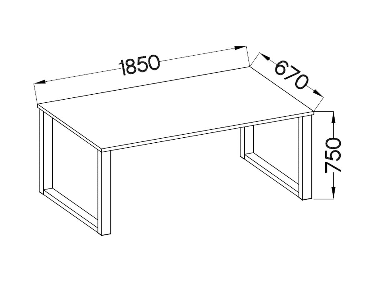 Stół Loftowy Industrialny 185x67 - Dąb Artisan - Wyprzedaż Wymiary stołu