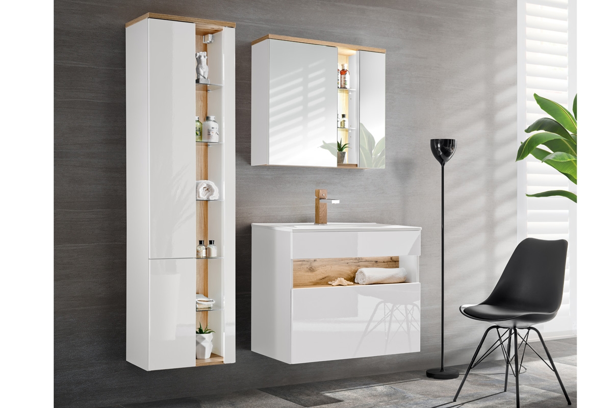 Szafka wisząca lustrzana do łazienki Bahama White 841- 80 cm meble łazienkowe bahama white