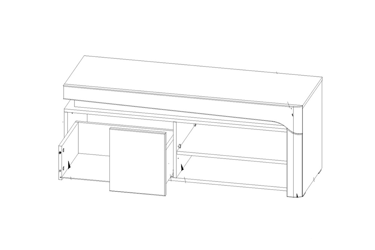 Szafka RTV z szufladą Theo THTV-2 Dąb riviera / Biały połysk Szafka RTV z szufladą Theo THTV-2 - schemat