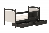 Łóżko dziecięce z tablicą suchościeralną Amely - czarny, 80x180 czarne łóżeczko dziecięce 