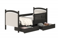 Łóżko dziecięce z tablicą suchościeralną Amely - czarny, 80x180 czarne łóżeczko z szufladami 