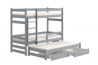 Łóżko dziecięce piętrowe wysuwane Alis - szary, 80x200 Łóżko piętrowe wysuwane Alis - Kolor Szary 