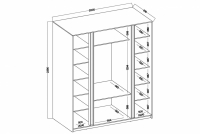 Szafa Sansi 2LAM2F3S z szufladami i lamelami 200 cm - dąb evoke / czarny / czarne lamele Szafa Sansi 2LAM2F3S z szufladami i lamelami 200 cm - dąb evoke / czarny / czarne lamele