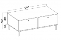 Szafka RTV Lotina II 2K - 120 cm - czarny grafit / złoty nogi Szafka RTV Lotina II 2K - 120 cm - czarny grafit / złoty nogi