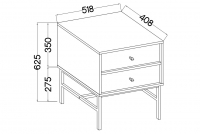 Szafka nocna Lotina III 2S z szufladami 52 cm - beż piaskowy / złote nogi Szafka nocna Lotina III 2S z szufladami 52 cm - beż piaskowy / złote nogi