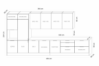 Zestaw mebli kuchennych Kammono 460cm - K2 dąb szary / P4 biały mat Zestaw mebli kuchennych Kammono 460cm - K2 dąb szary / P4 biały mat