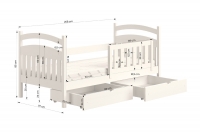 Łóżko dziecięce drewniane Amely - czarny, 90x200 Łóżko dziecięce drewniane Amely - Wymiary